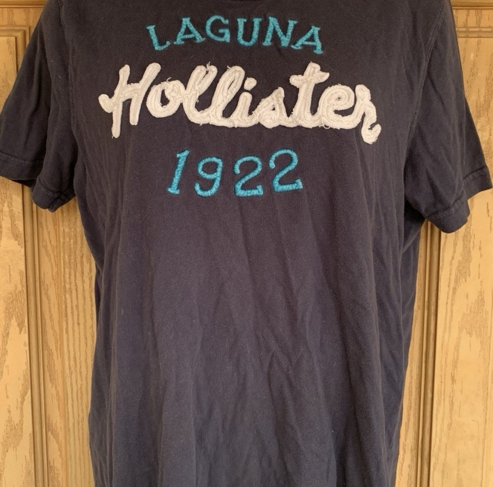 Hollister Navy Blue Laguna 1922 Surfer Cut Logo Crew Neck Men's T-Shirt Size L
