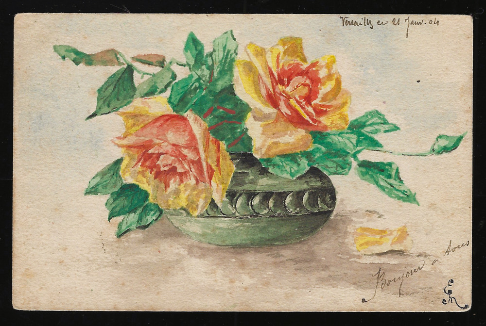 1¢ Wonder's ~ Artist Signed Flowers In Vase 1904 French Postage ~ X5