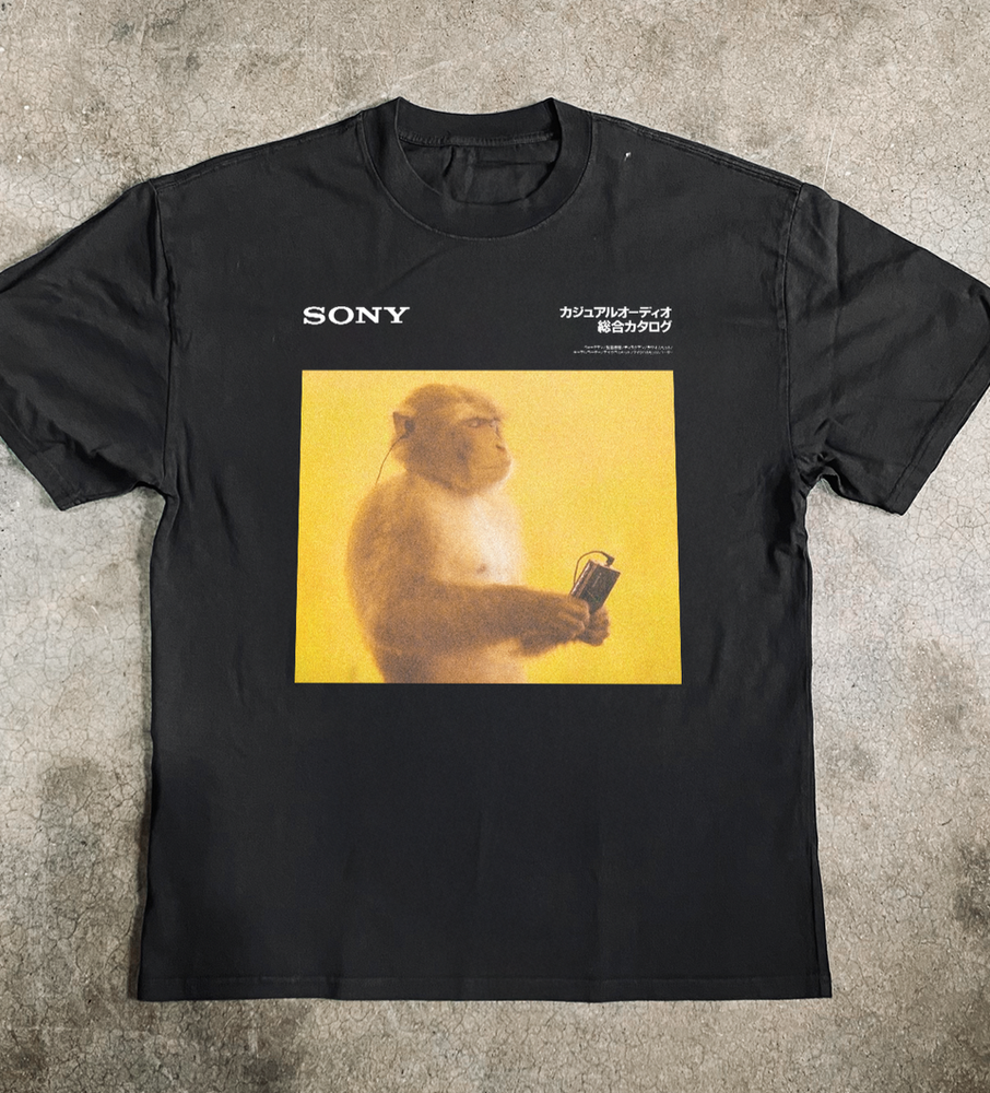 1988 Sony Meditating Monkey T-Shirt Vintage Tech Graphic Tee S-5XL