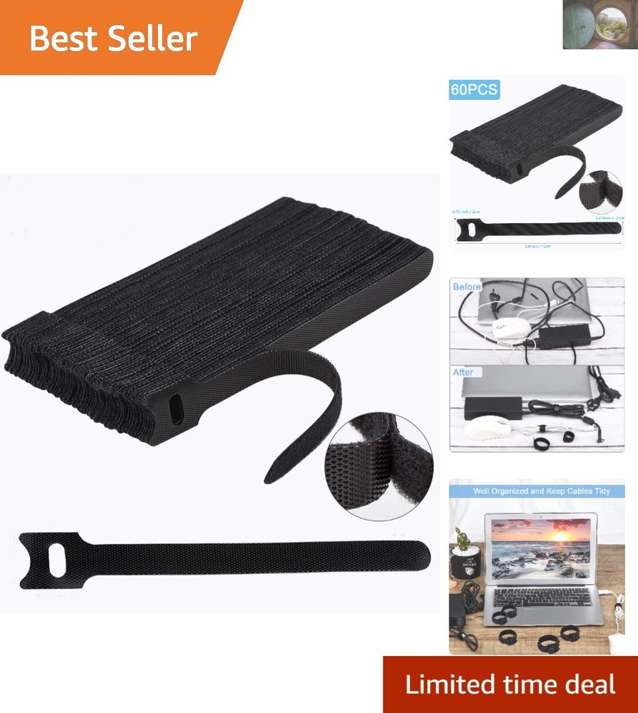 Biodegradable 6-Inch Cable Ties 60-Pack for Home Office Organization