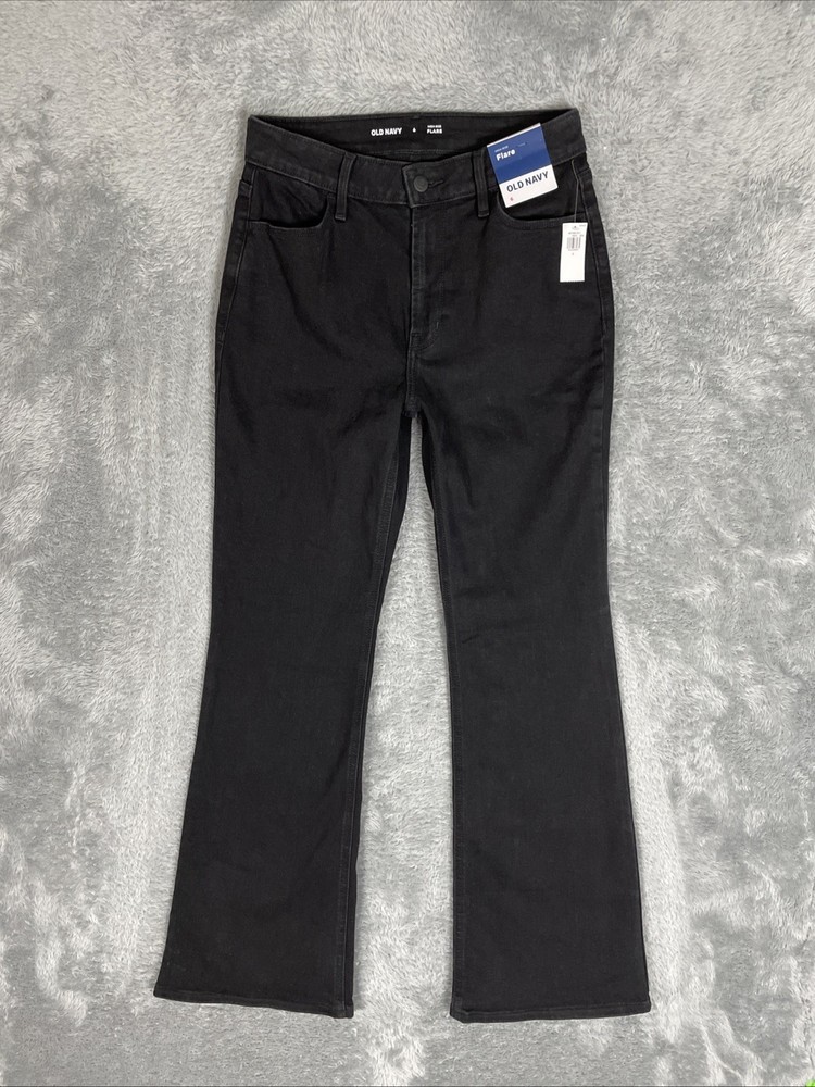 Old Navy Jeans Women's 6 Black High Rise Flare Leg Stretch Pants Casual