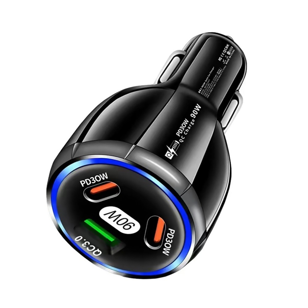 90W Fast Car Charger with PD30W QC3.0 USB-C Multi-Port Cigarette Lighter Adapter