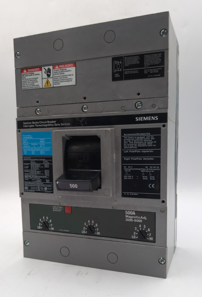 Siemens LXD63B500 Circuit Breaker 500A 3P 600V 3PH LXD6-A 500 Amp NEW TAKE OUT