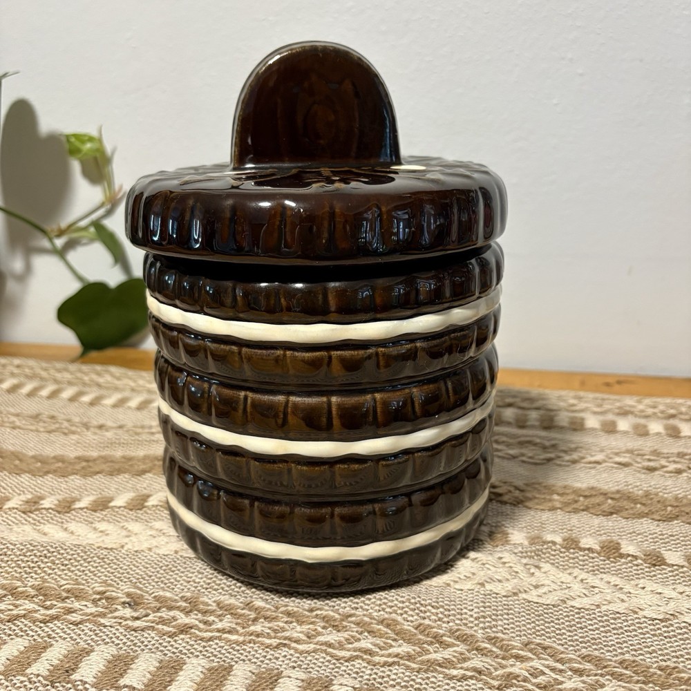 Vintage 1960s Japan Cookie Jar Mid Century Kitchen Canister Retro MCM Pottery