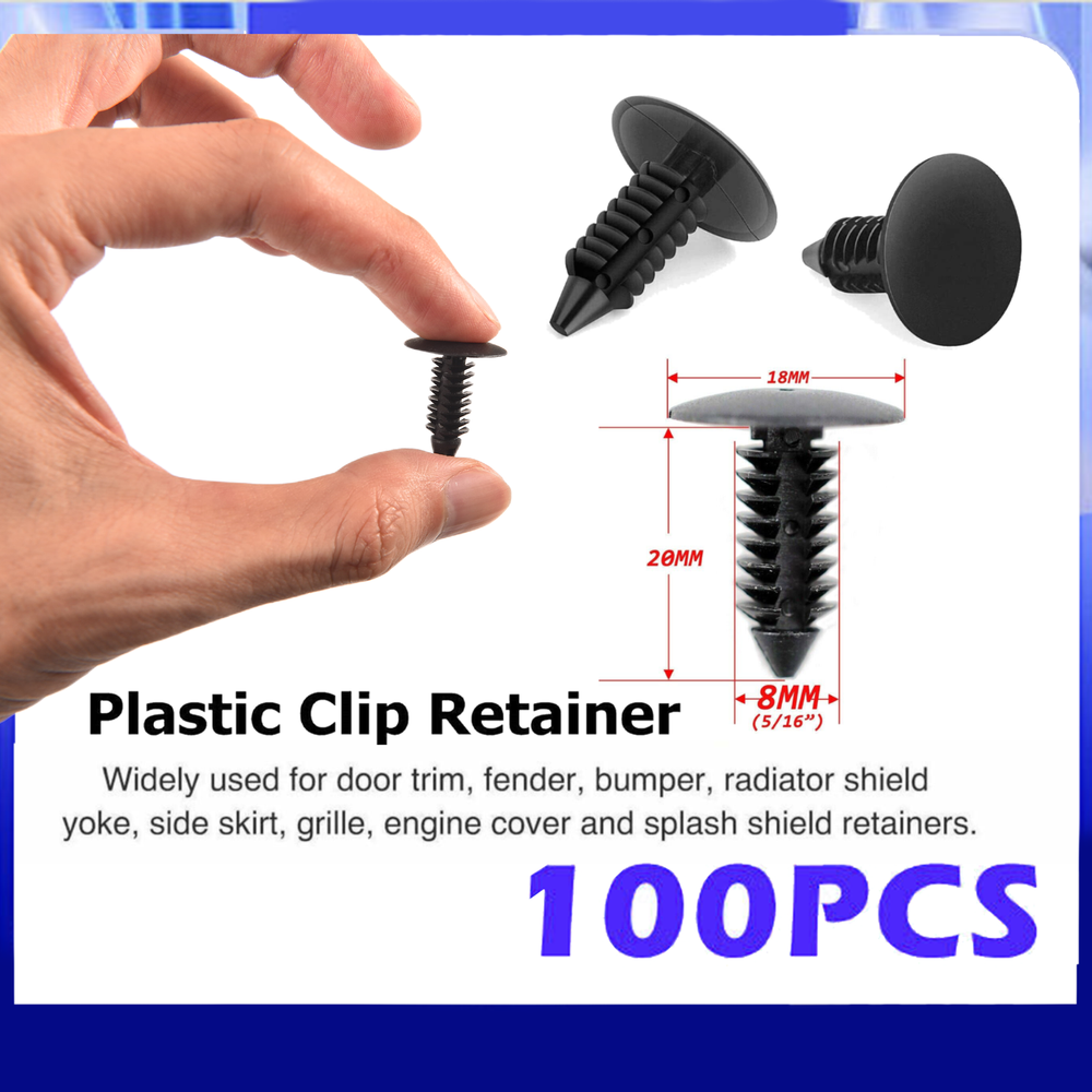100PCS 8MM Tree-Shaped Bumper Clips Auto Car Plastic Rivets Fasteners