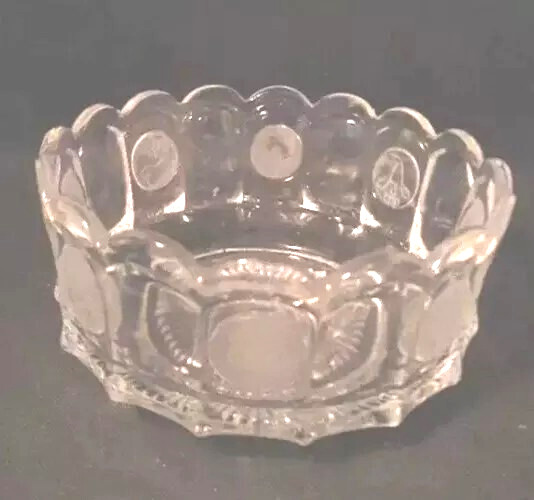 Vintage Fostoria Glass Avon Coin  Pedestal Compote Bowl Clear