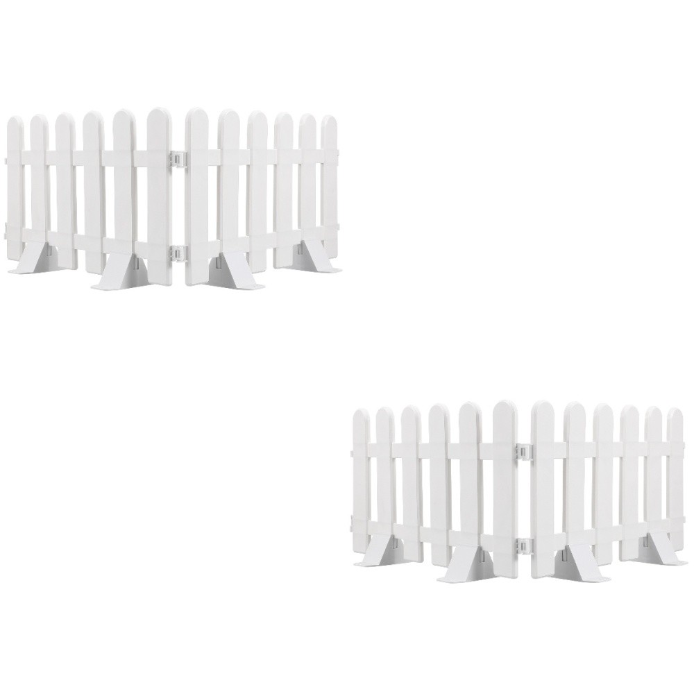 2-Pack White Plastic Mesh Garden Fence for Baby Safety & Yard Borders  