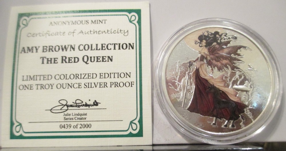 Red Queen - Amy Brown Collection - 1 Oz .999 Silver Round Colorized Proof w COA