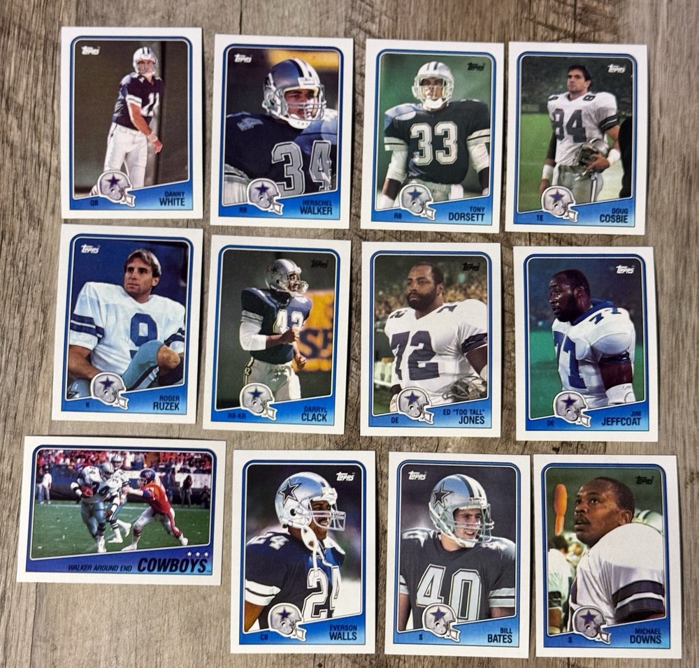 1988 Topps Dallas Cowboys 12-Card Team Set Football-Tony Dorsett-Too Tall Jones
