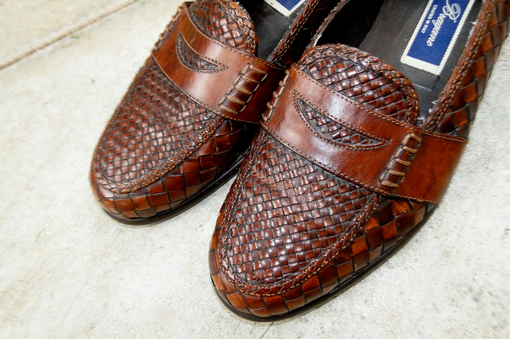 Bragano by COLE HAAN Brown Leather Woven Loafers Size 10M