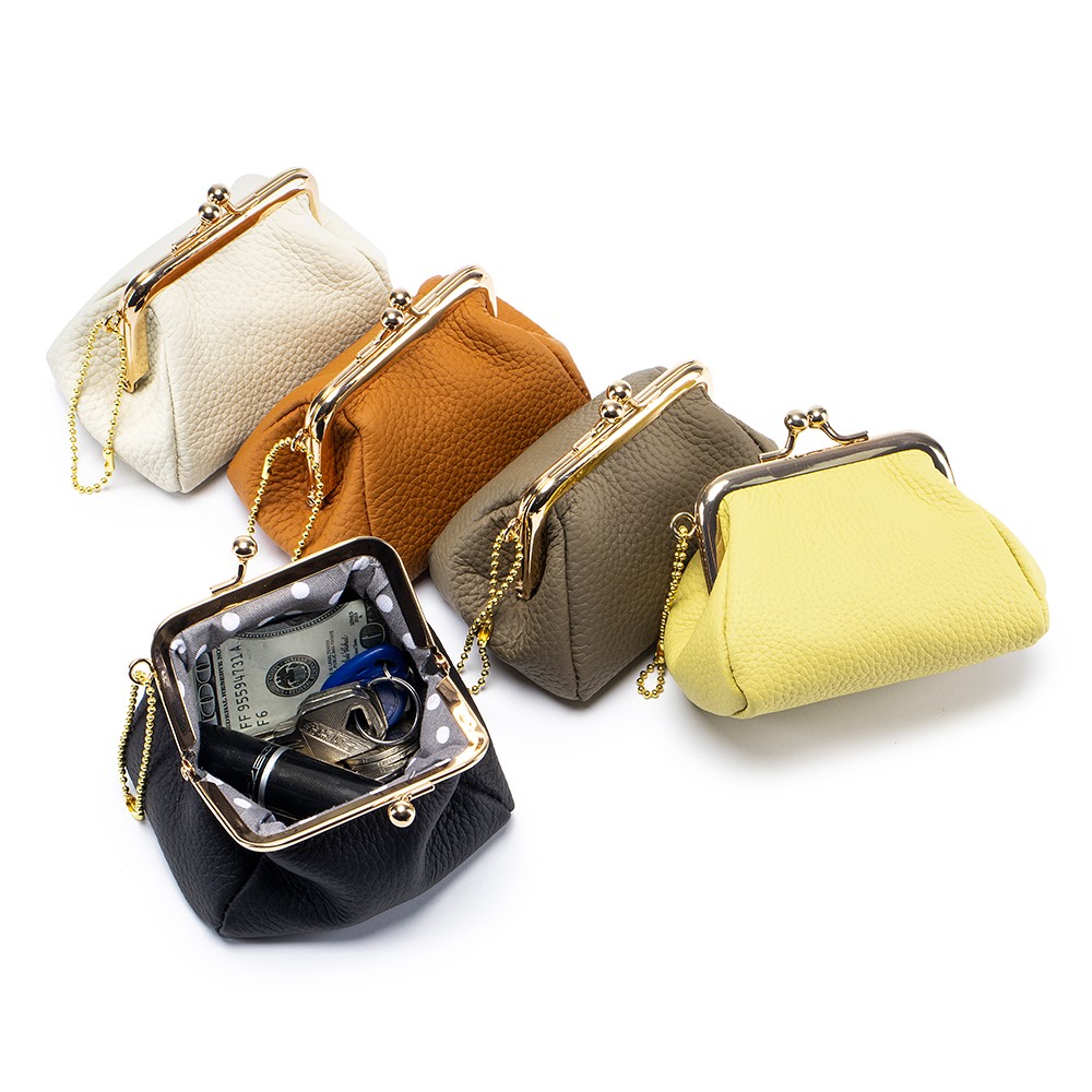 Women's Leather Compact Wallet with Keychain and Earphone Storage Pocket  