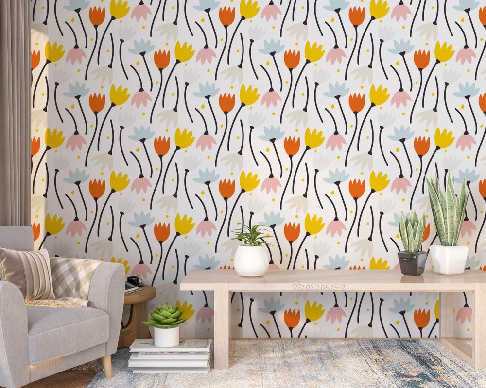 3D Flowers Watercolor Pattern Wall Murals Wallpaper Murals Wall Sticker 2