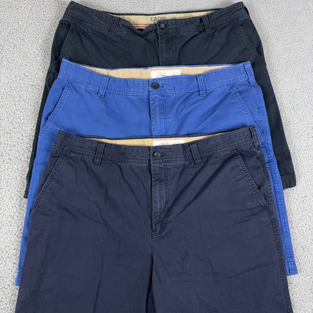 LOT OF 3 Izod Saltwater Shorts Mens 40 Khaki Relaxed 10.5