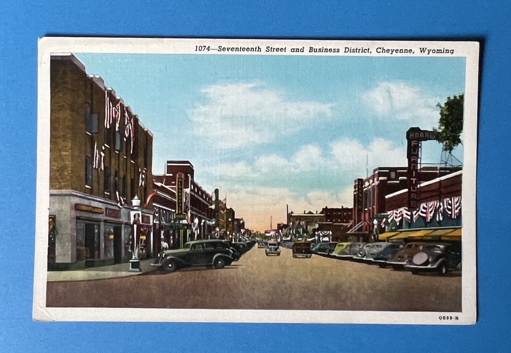 Cheyenne Wyoming WY Postcard Seventeenth Street Business District