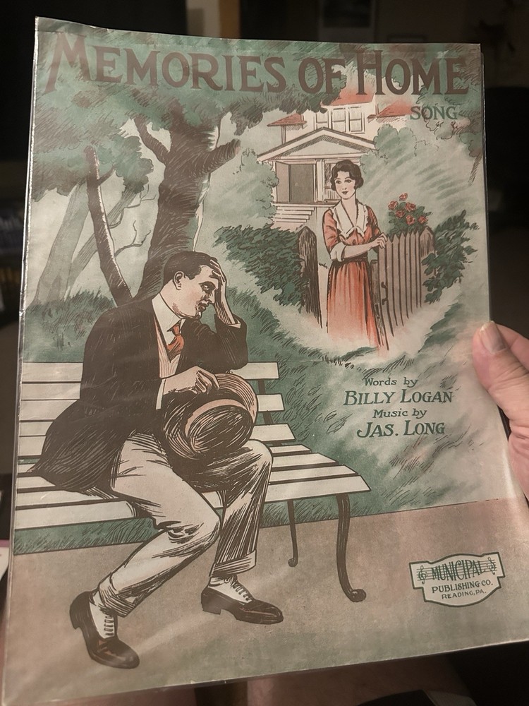 1919 Reading Pennsylvania 11x14 Sheet Music MEMORIES OF HOME