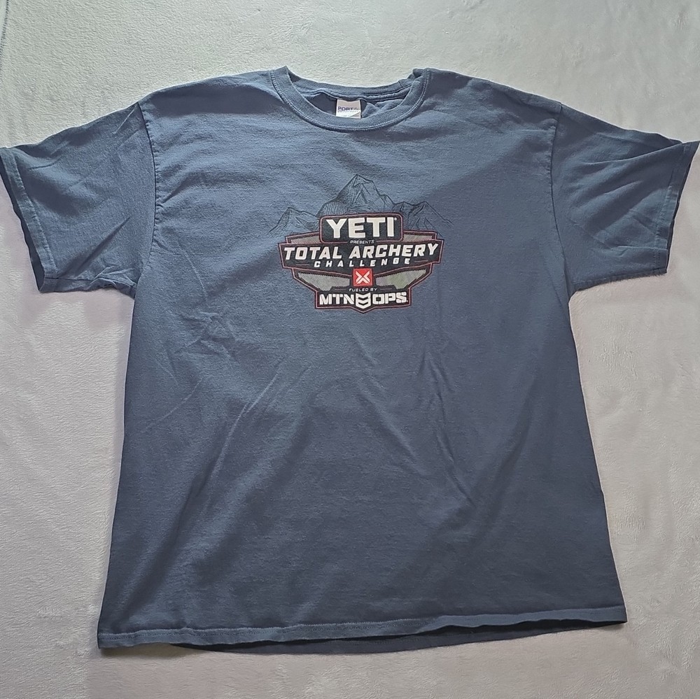 Code Corner Men’s XL Blue Cotton Knit Crew Neck Archery Graphic Logo Tee