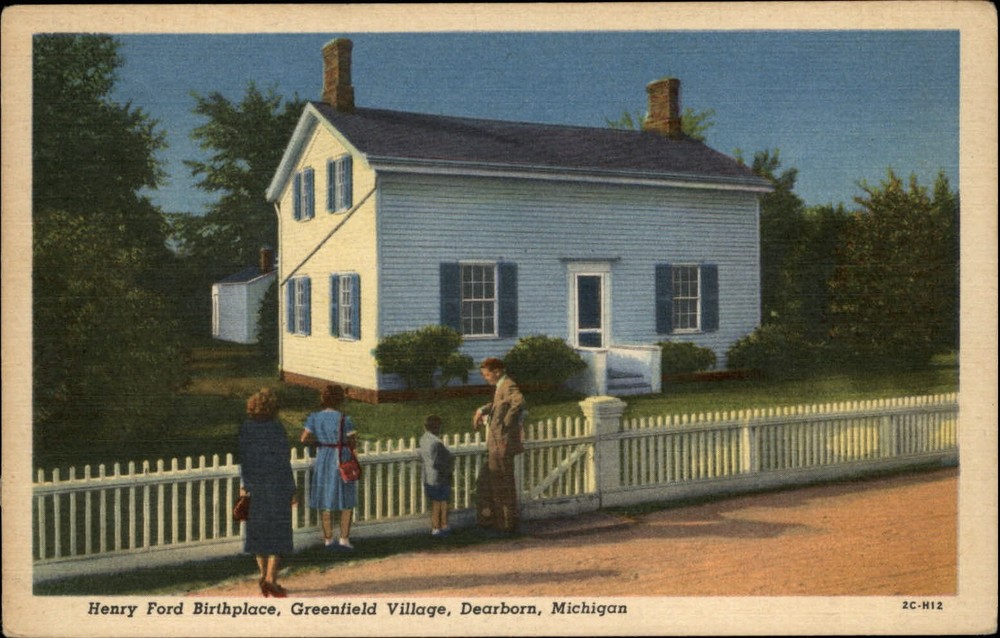 Michigan Dearborn Greenfield Village Henry Ford birthplace  1930s linen postcard