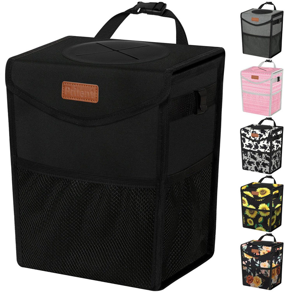 Car Trash Can with Lid, Cute Leakproof Car Trash Garbage Bag Hanging Vehicle Tra