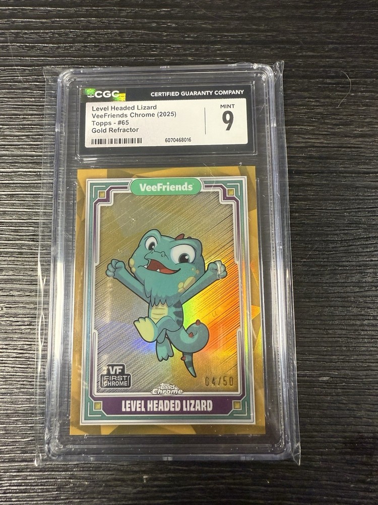 Topps Chrome VeeFriends Level Headed Lizard Gold Refractor 04/50 CGC 9