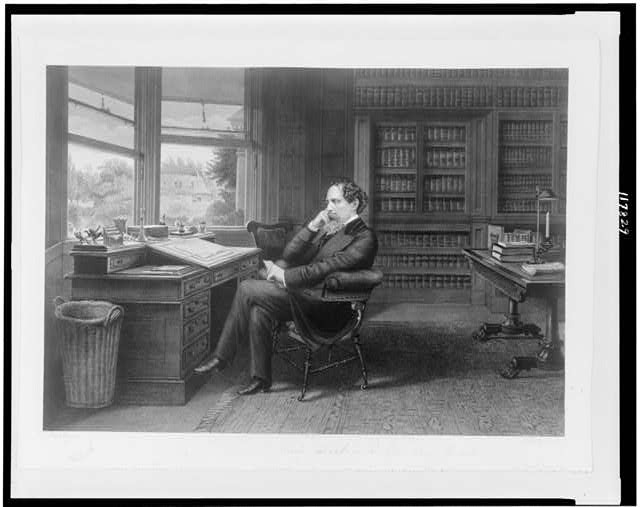 Charles Dickens in his study,Gadshill,Gad's Hill Place,c1875,Samuel Hollyer