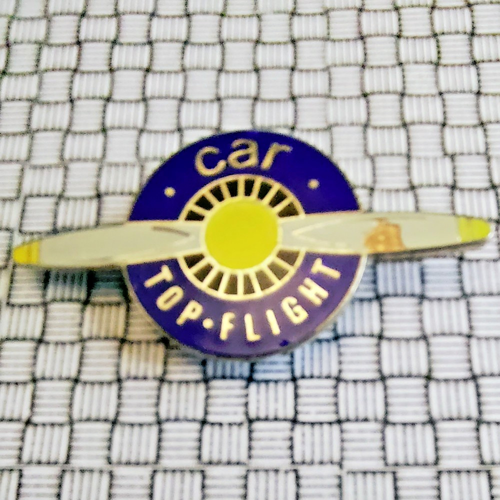 Vintage CAR Top-Flight Enamel Brooch Pin Badge *Damaged* 57mm x 28mm
