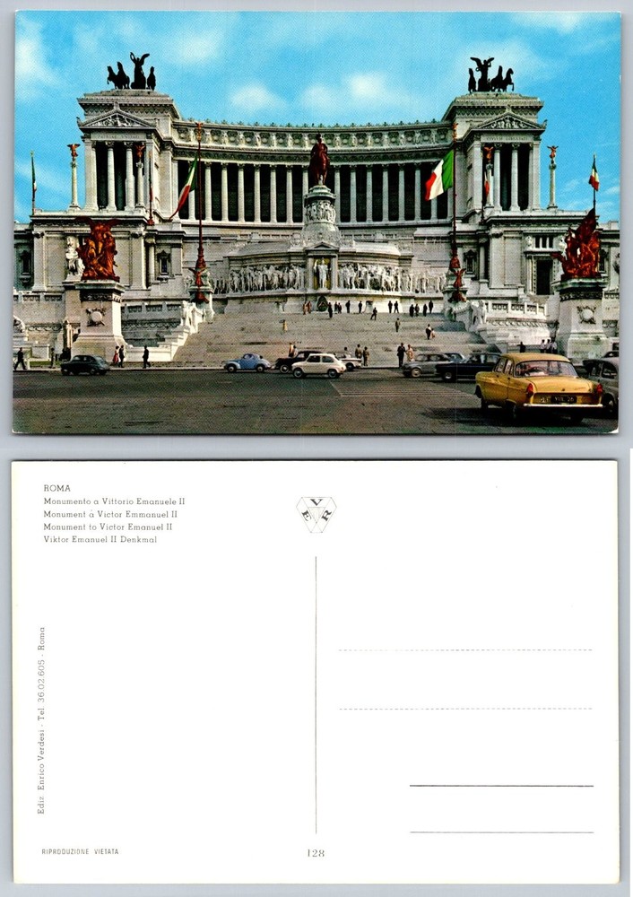 Vintage Rome Italy Postcard Monument to Victor Emmanuel II Verdesi 1960s