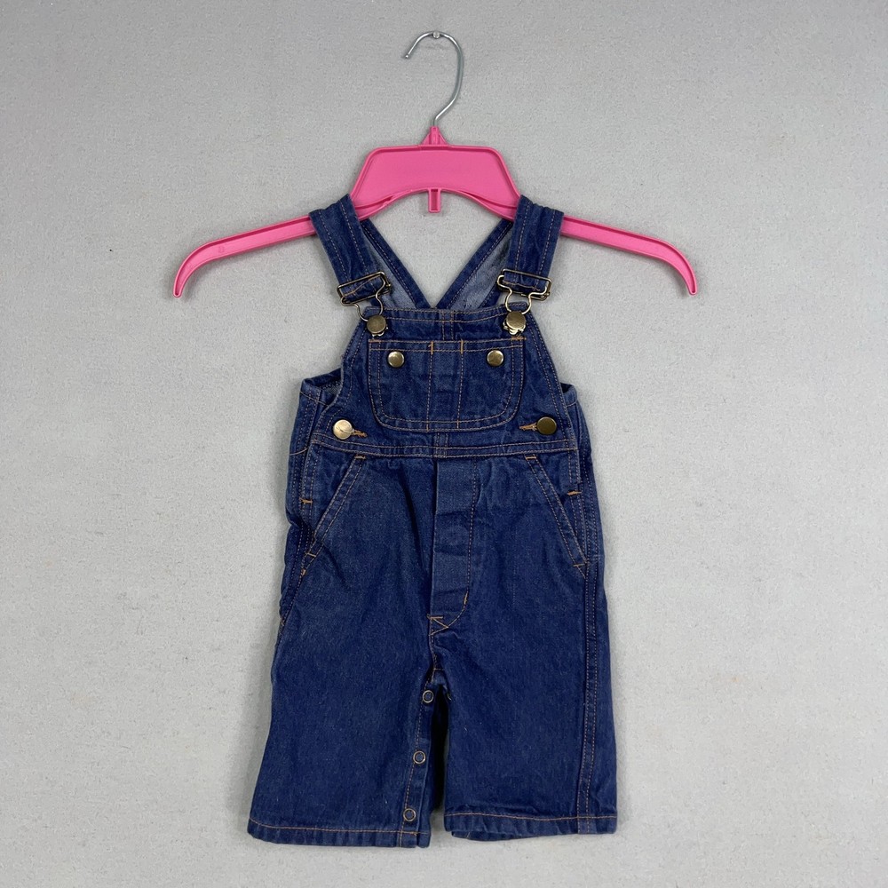 Vintage Montgomery Ward Overalls Baby 6-9 Months Blue Jean Denim Romper Western