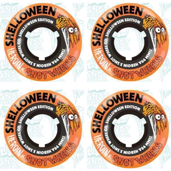 Snot Wheel Co Shelloween Orange 53mm 99a Skateboard Wheels Set of 4