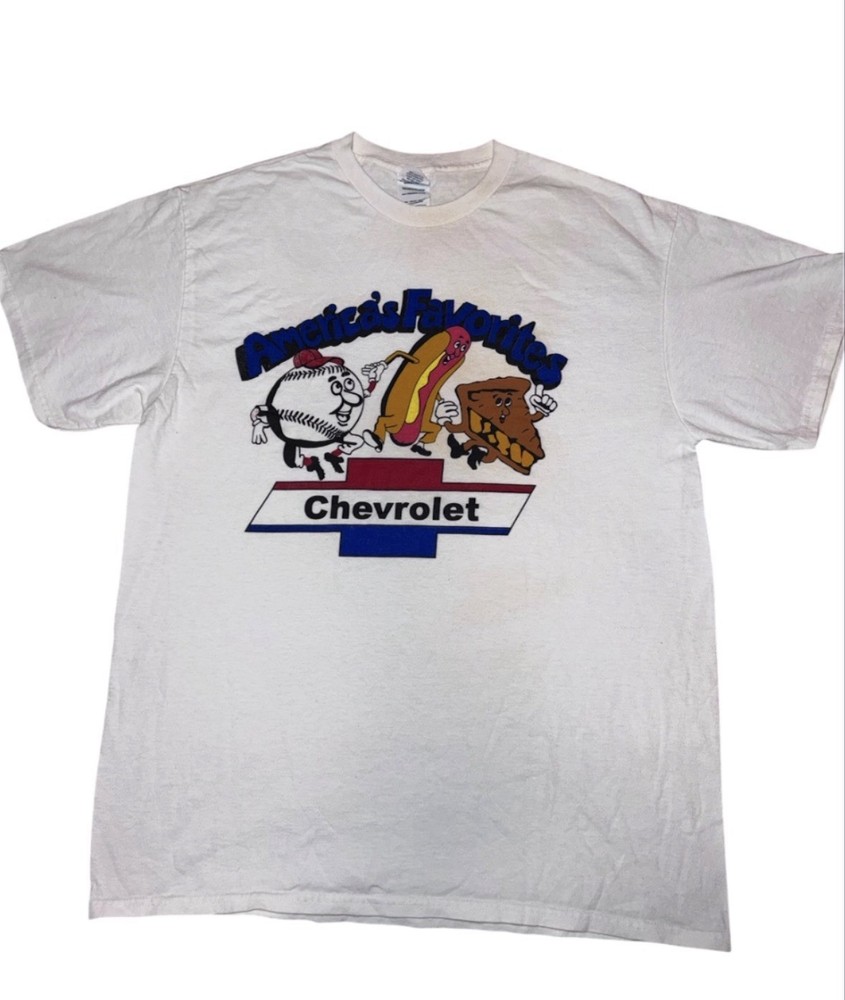 Vintage Americas Favorites Chevrolet T Shirt Mens Large White Delta Read