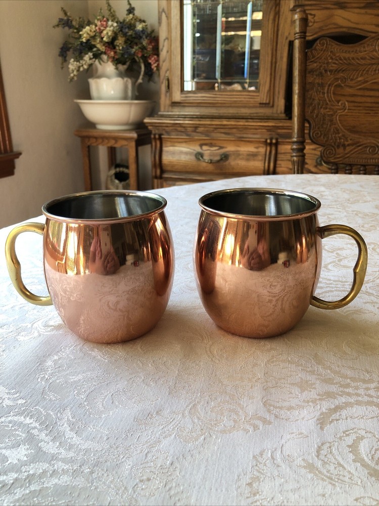 Vintage set of 2 Copper/Stainless Moscow Mule Mugs Bar Cocktail Drinks Gift