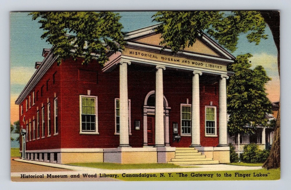 Canandaigua NY- New York, Historical Museum And Wood Library, Vintage Postcard