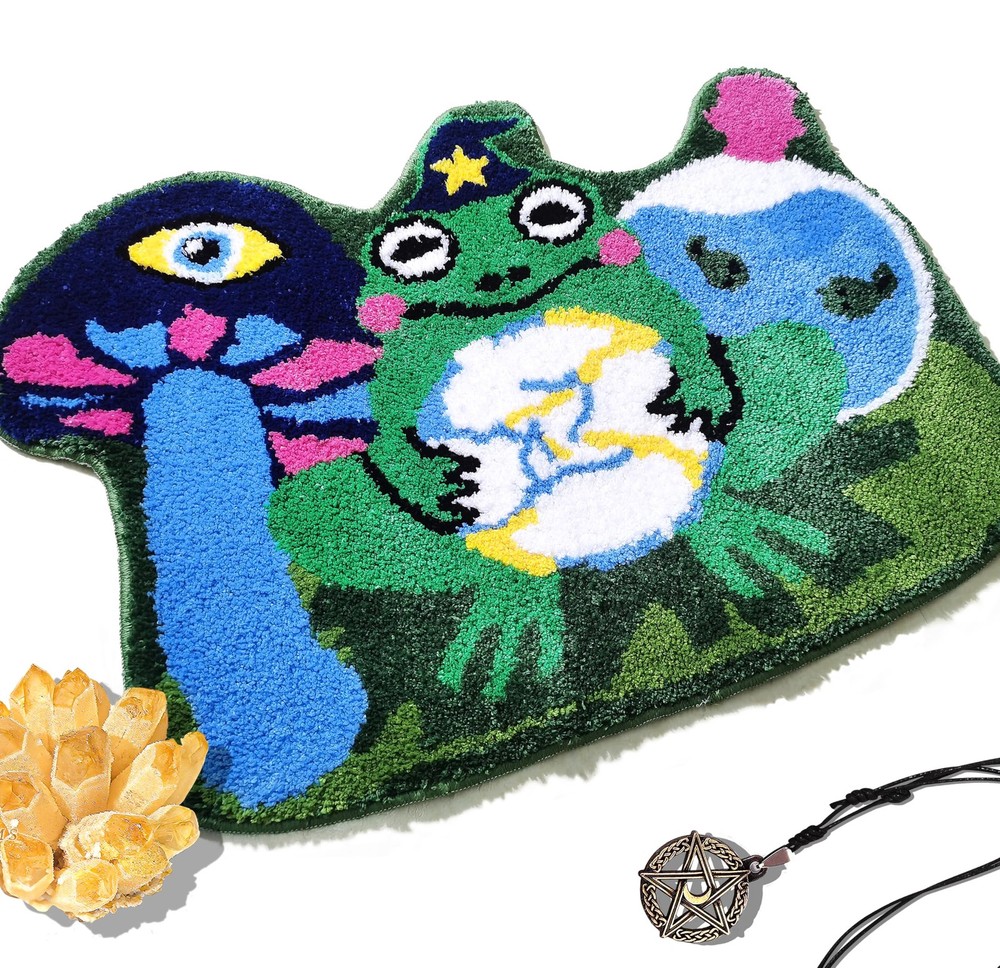 Cute Fun Bathroom Rugs Green Bath Mats for Bathroom Wizard Sorcerer Frog Bath...