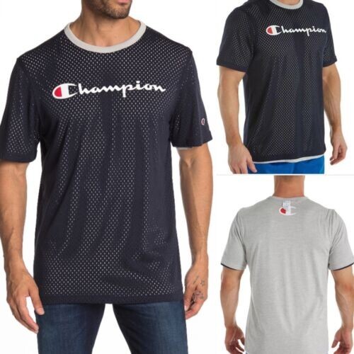 CHAMPION Men's L  Navy Blue Gray Reversible Jersey Mesh Shirt