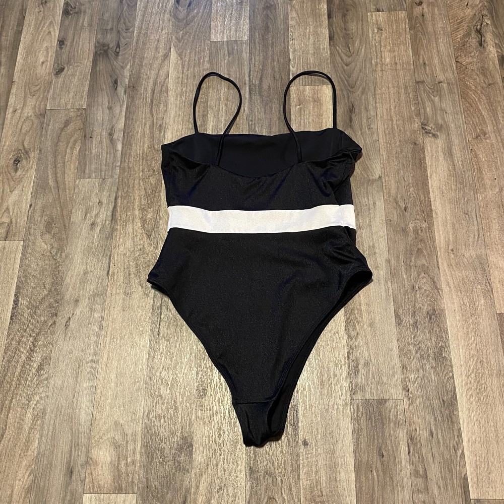 Kendall & Kylie One Piece Swim Suit Size Medium White Stripe