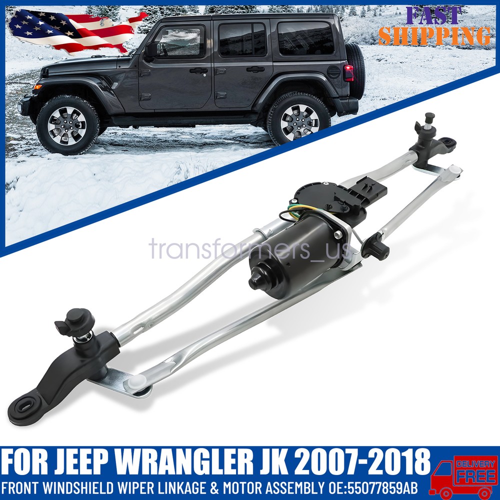Jeep Wrangler JK 07-18 Front Wiper Linkage & Motor Assembly Set