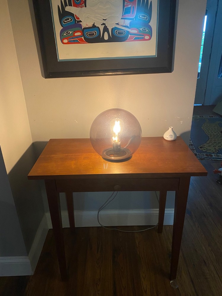 IKEA Fado Vintage Black Smokey Glass Globe Table Lamp Discontinued w/Edison bulb
