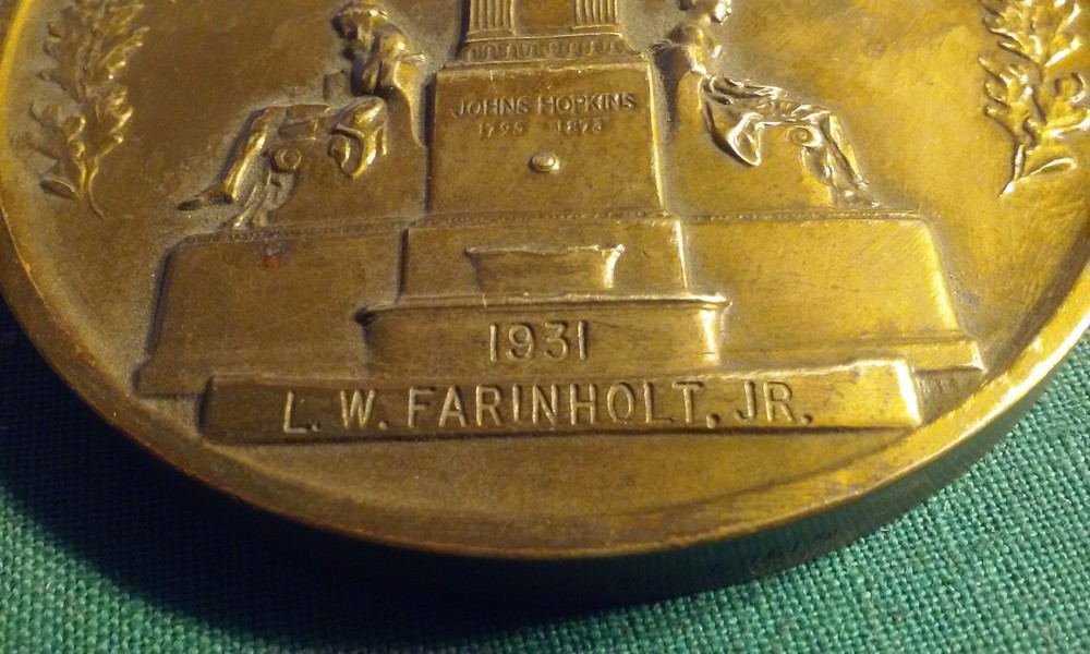 1931 The Johns Hopkins University Fifty Year Alumnus Bronze Paperweight Medal