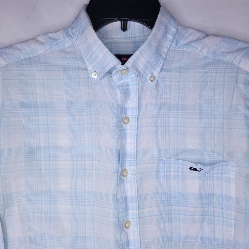 Vineyard Vines Tucker Shirt Mens Small Plaid Blue, White Classic Fit