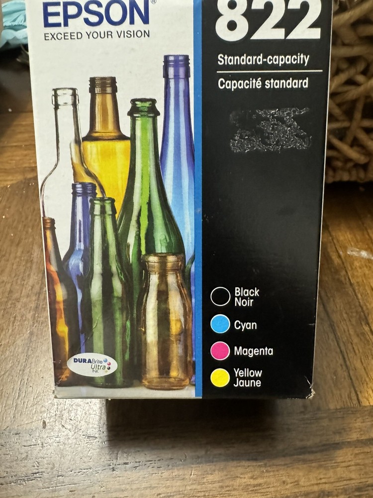 New Epson 822 Ink Black Cyan Magenta Yellow Expired Missing Black Ink