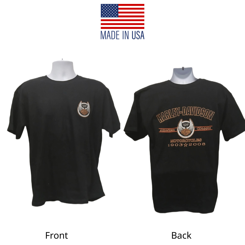 Harley-Davidson Inspired 105th Anniversary Men’s Black Short Sleeve T-Shirt New