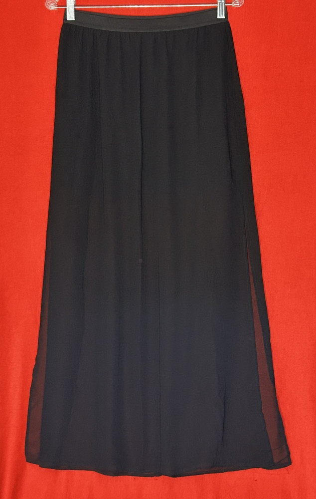 Divided by H&M Womens Black Shear Maxi Skirt Size 8 Slits on Sides