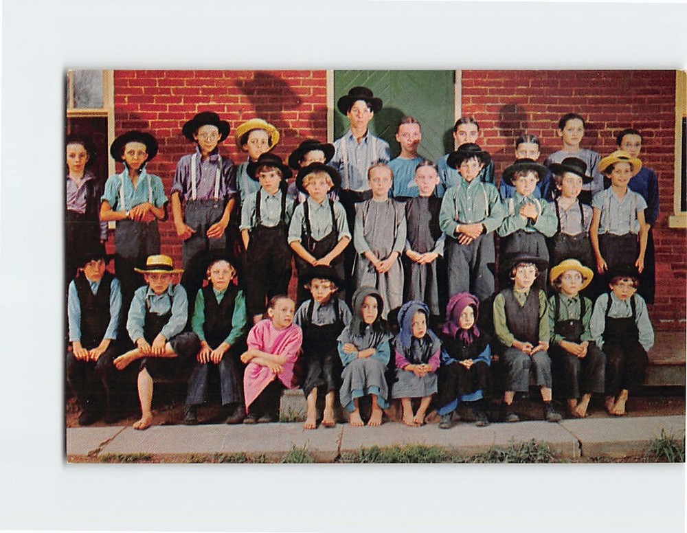 Postcard  Amish Children At School 