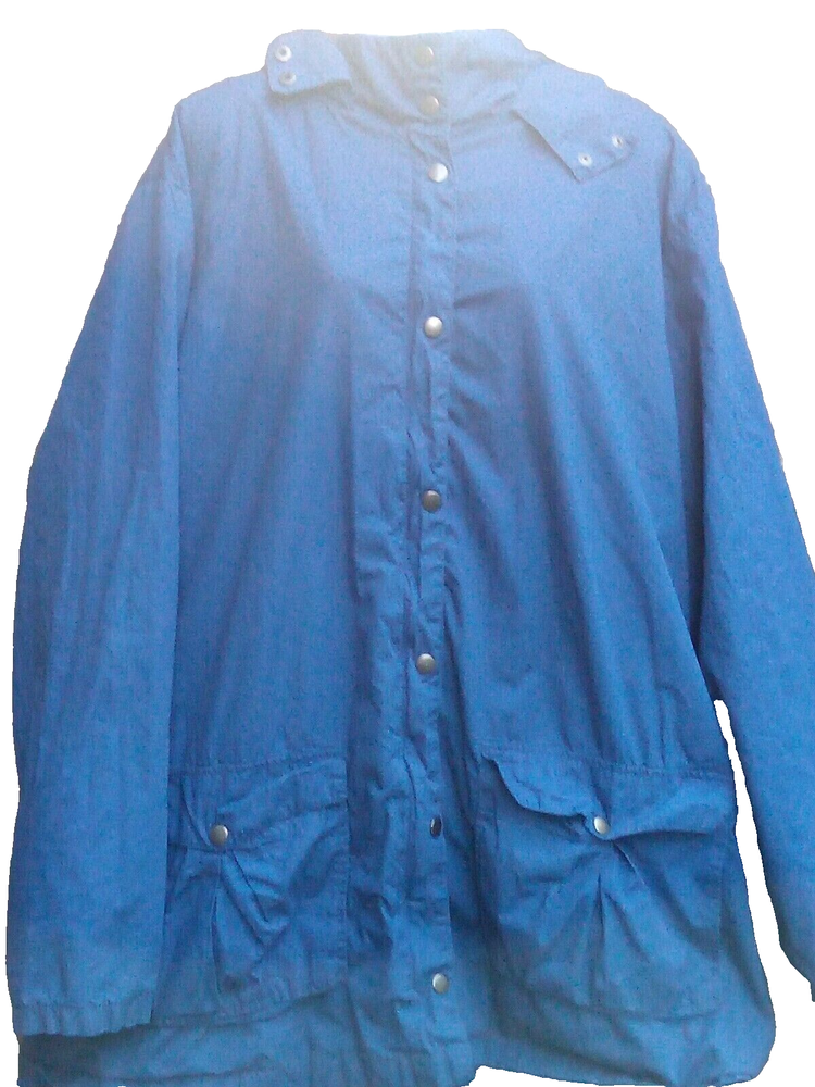 Cotton Traders Women's Blue Denim Full Zip Hooded Windbreaker Jacket UK 22