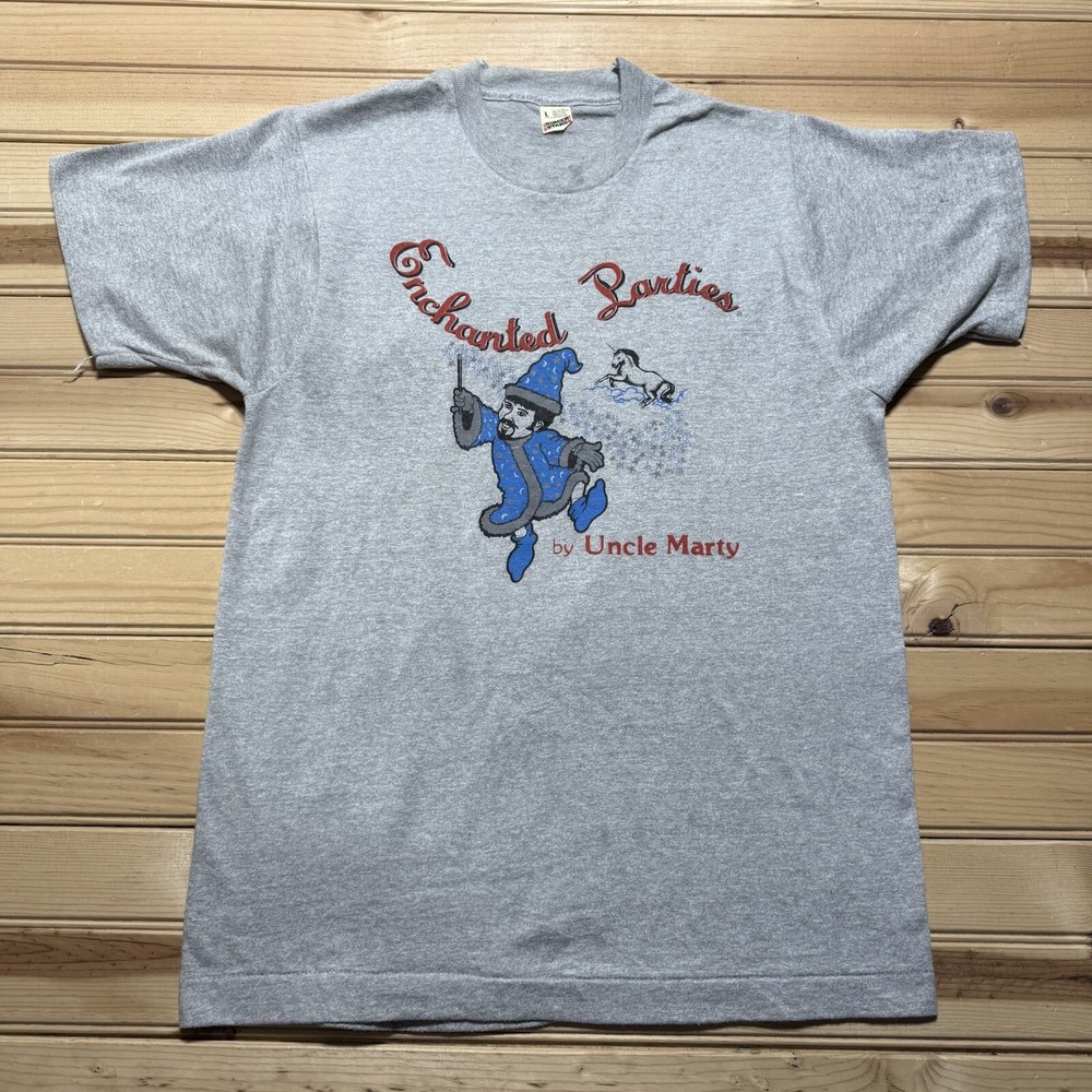 Vintage 80s Uncle Marty’s Enchanted Parties Wizard Parody Single Shirt - Large
