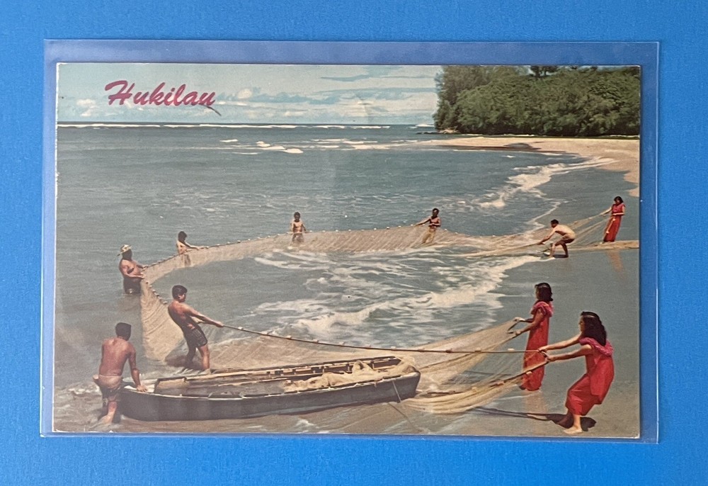 Hukilau Fisherman Hawaii Hi Islands Vintage Postcard