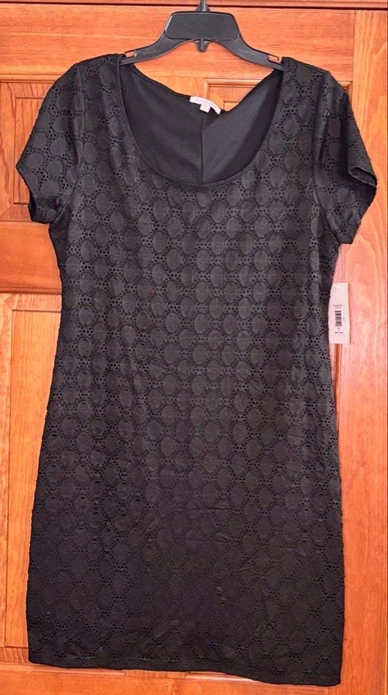 Isaac Mizrahi Black Lace Overlay Shift Dress NWT XL Little Black Dress