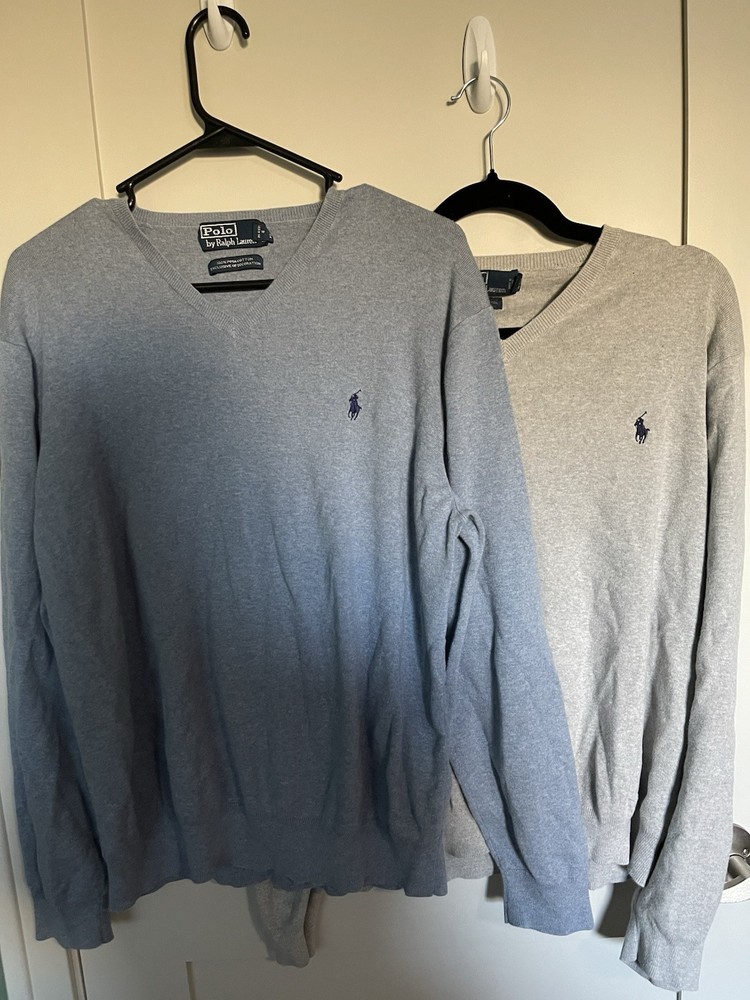 Polo Ralph Lauren Sweaters Mens XL Pima Cotton Knit V Neck Lightweight Lot Of 2