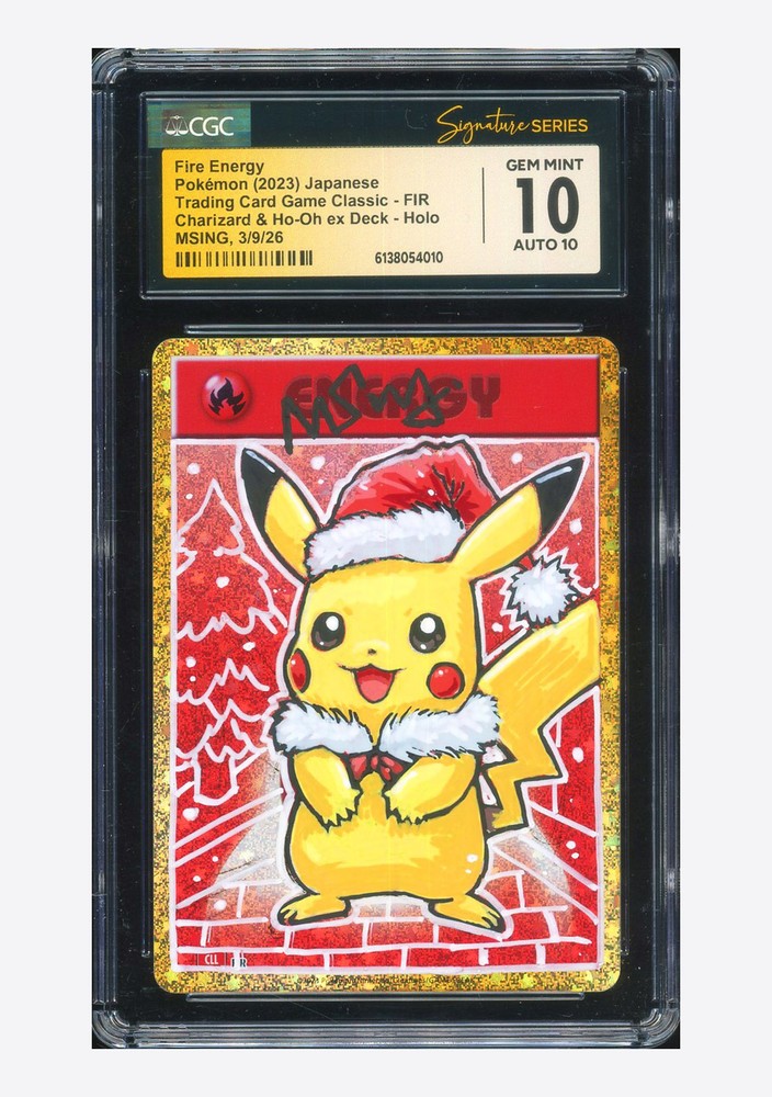 Pokemon CGC 10 GEM MINT AUTO 10 Fire Energy Holo Pikachu Msing 2023 #FIR CLL JPN