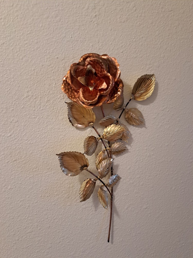 Vintage Metal Rose Sculpture Wall Hanging Decor