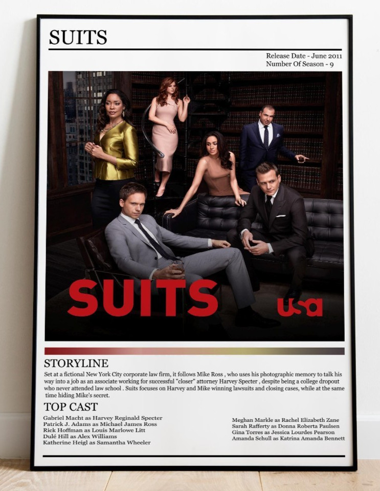 Suits TV Show Poster Wall Art 24x36 Unframed